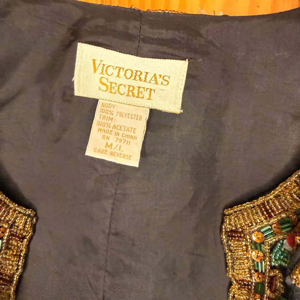 Vintage Victoria’s Secret Beaded Cropped Jacket Embroidered Bolero - Image 2