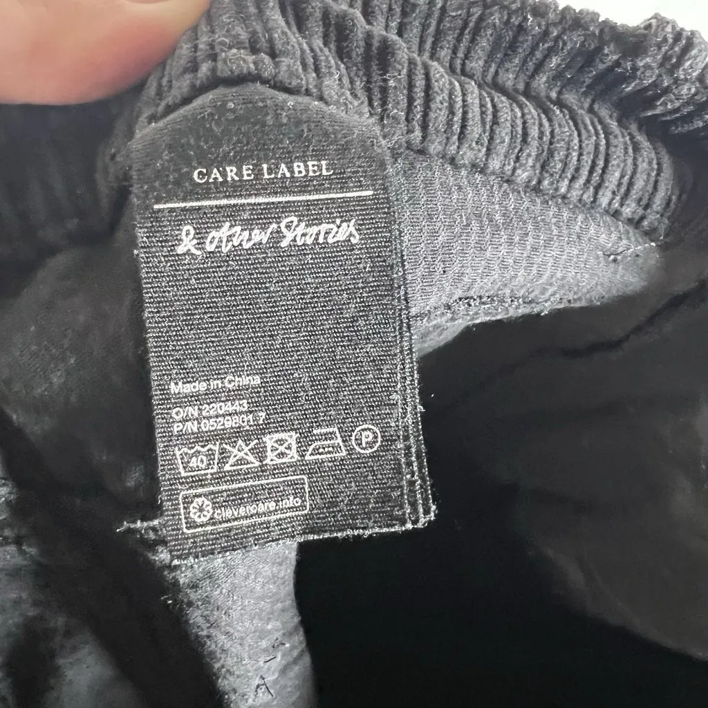 & Other Stories Pants Women’s Sz 12 Black Chunky Corduroy Relaxed Front Leg‎ Zip - Image 9