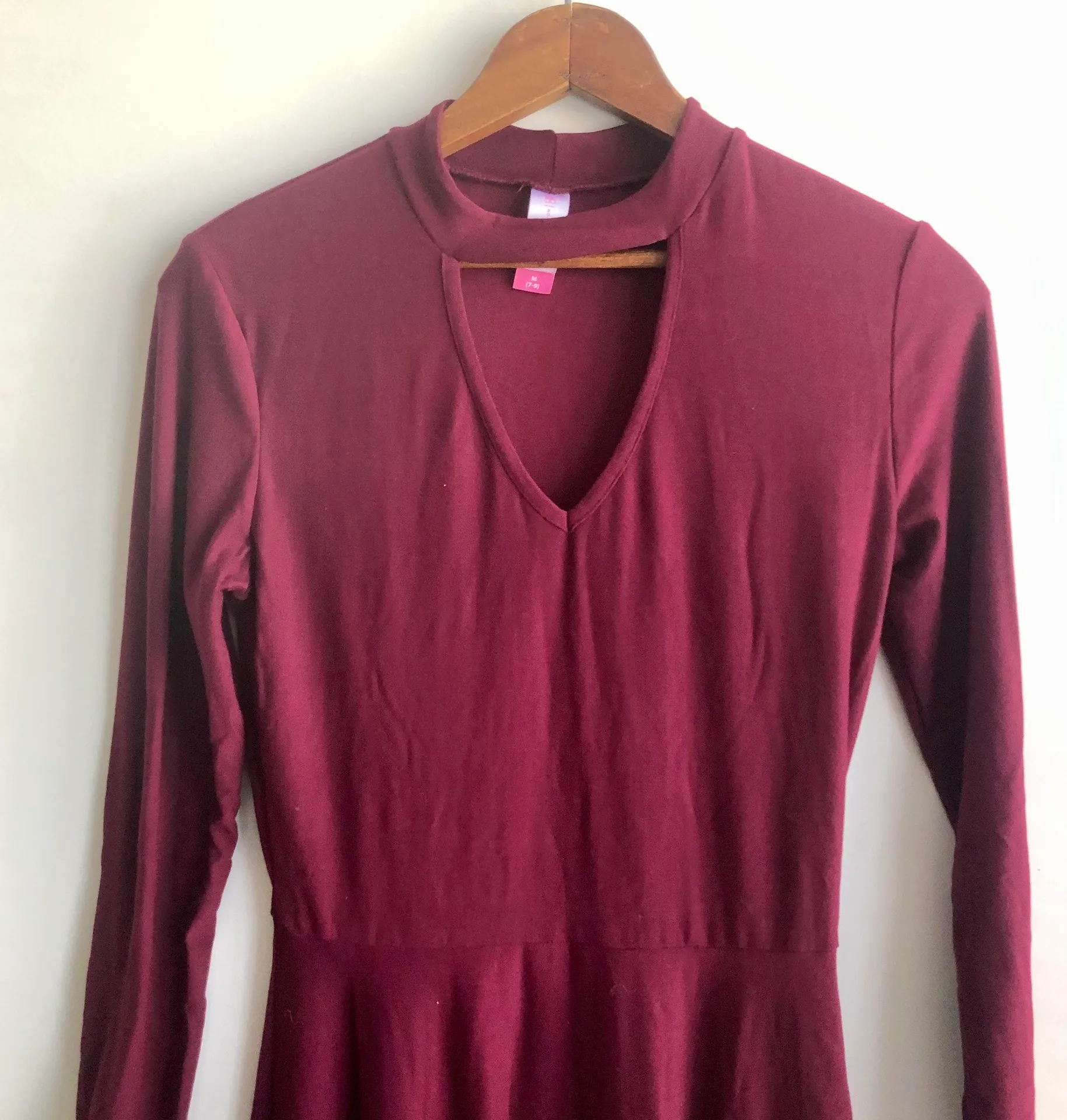 Maroon Long Sleeve Cut Out Dress - Image 4