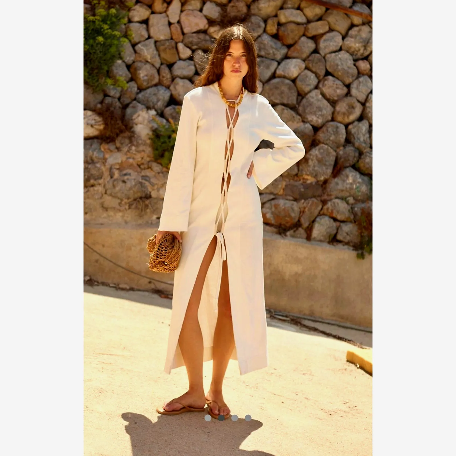 Free People Maude Cardi Lace Up Maxi Clean Ivory M - Image 4