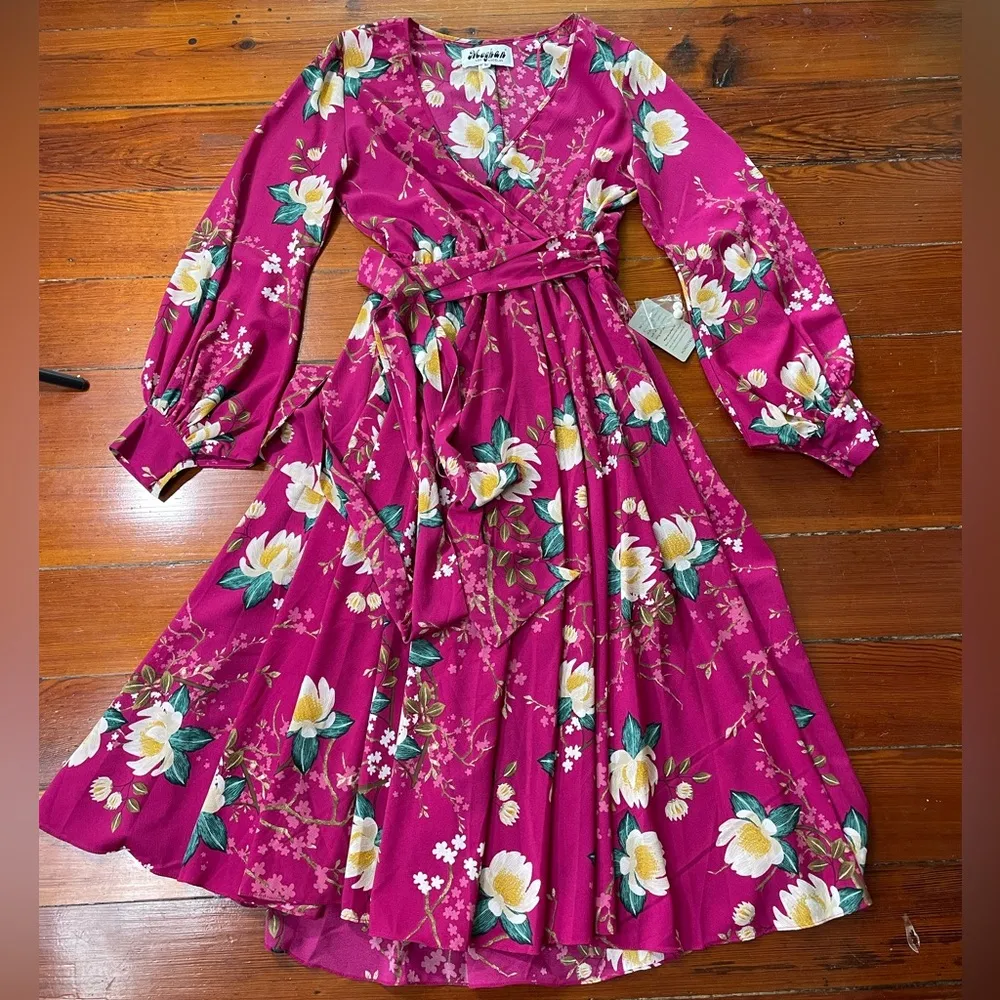 NWT Meghan LA LilyPad Floral 70’s Inspired Puff Sleeve Maxi Dress - Image 11