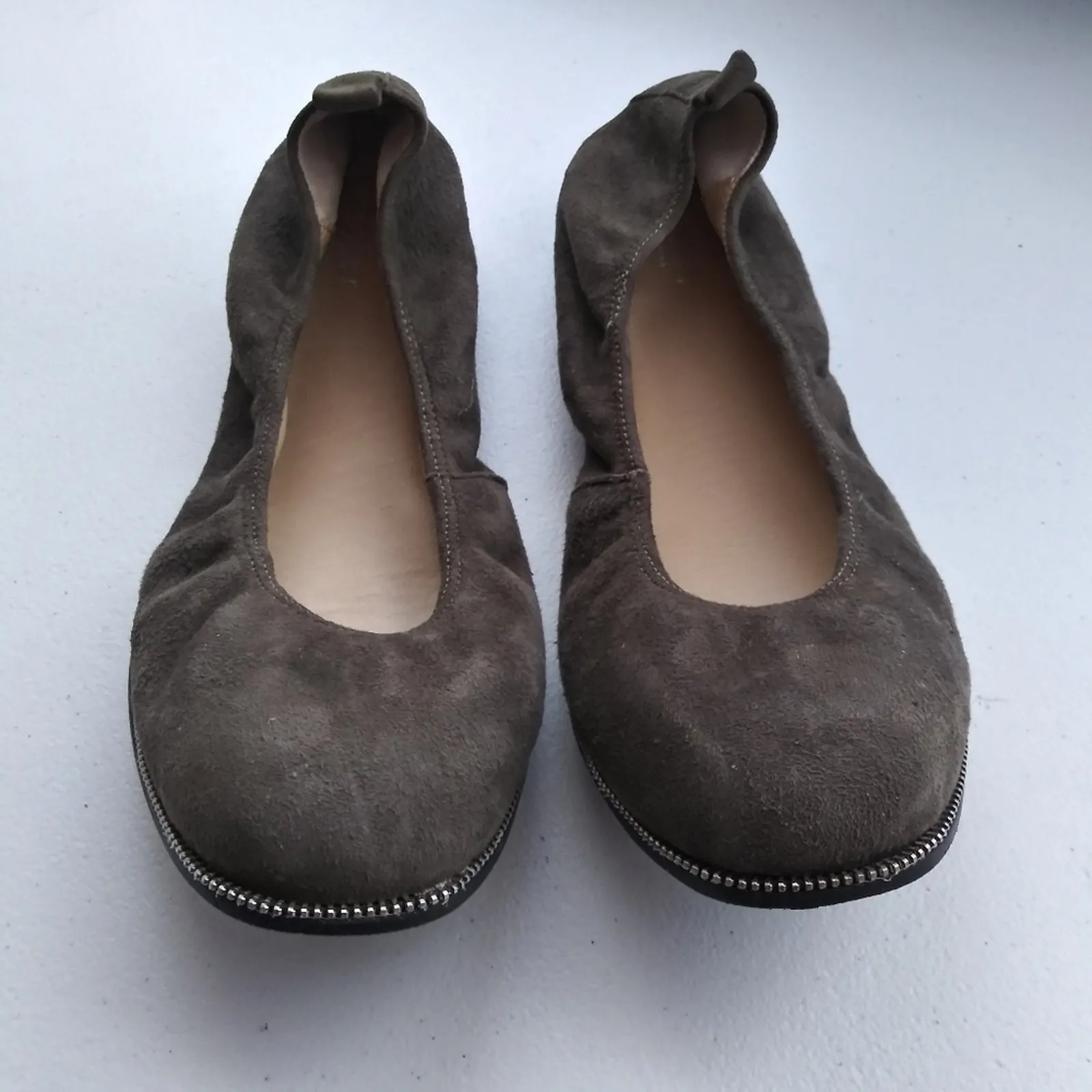 Botkier New York Mason Ballet Flat Artsy Zipper Trim Brownish Green  Size 8.5 - Image 3