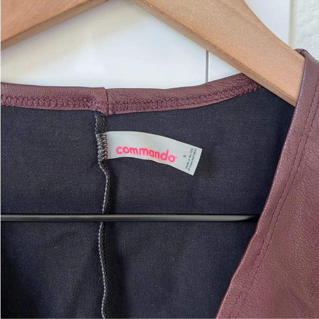 NWT Commando Women's Faux Leather Deep V-Neck Bodysuit - Image 5