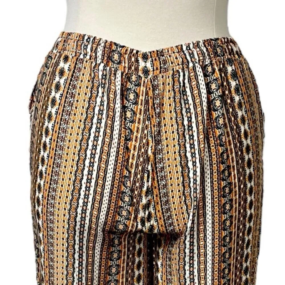 Love Wish Maternity Pants Wide Leg Palazzo Drawstring Waist Orange Multi Size XL - Image 8