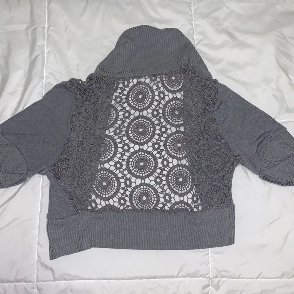 Gray Short Lace Cardigan - Like New - Image 7