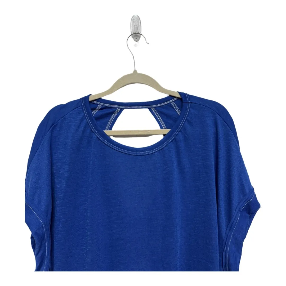 Blue Open Back Athletic Short Sleeve Workout Top Size 1X Light Weight - Image 3