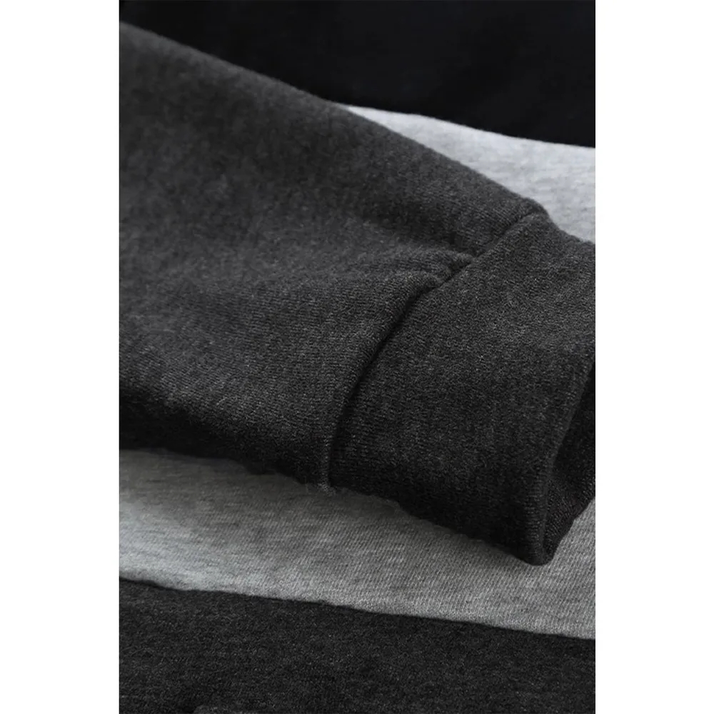 BLACK GRAY MULTI COLOR BLOCK FULL ZIP DRAWSTRING HOODIE SIZE 2XL 18 - Image 11