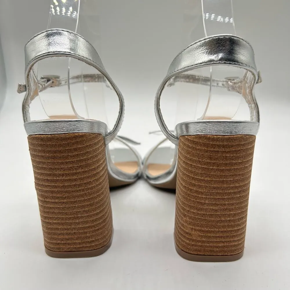 Journee Collection Sandals Womens 7 Silver Dianne Heeled Open Toe Sandals‎ NEW - Image 6