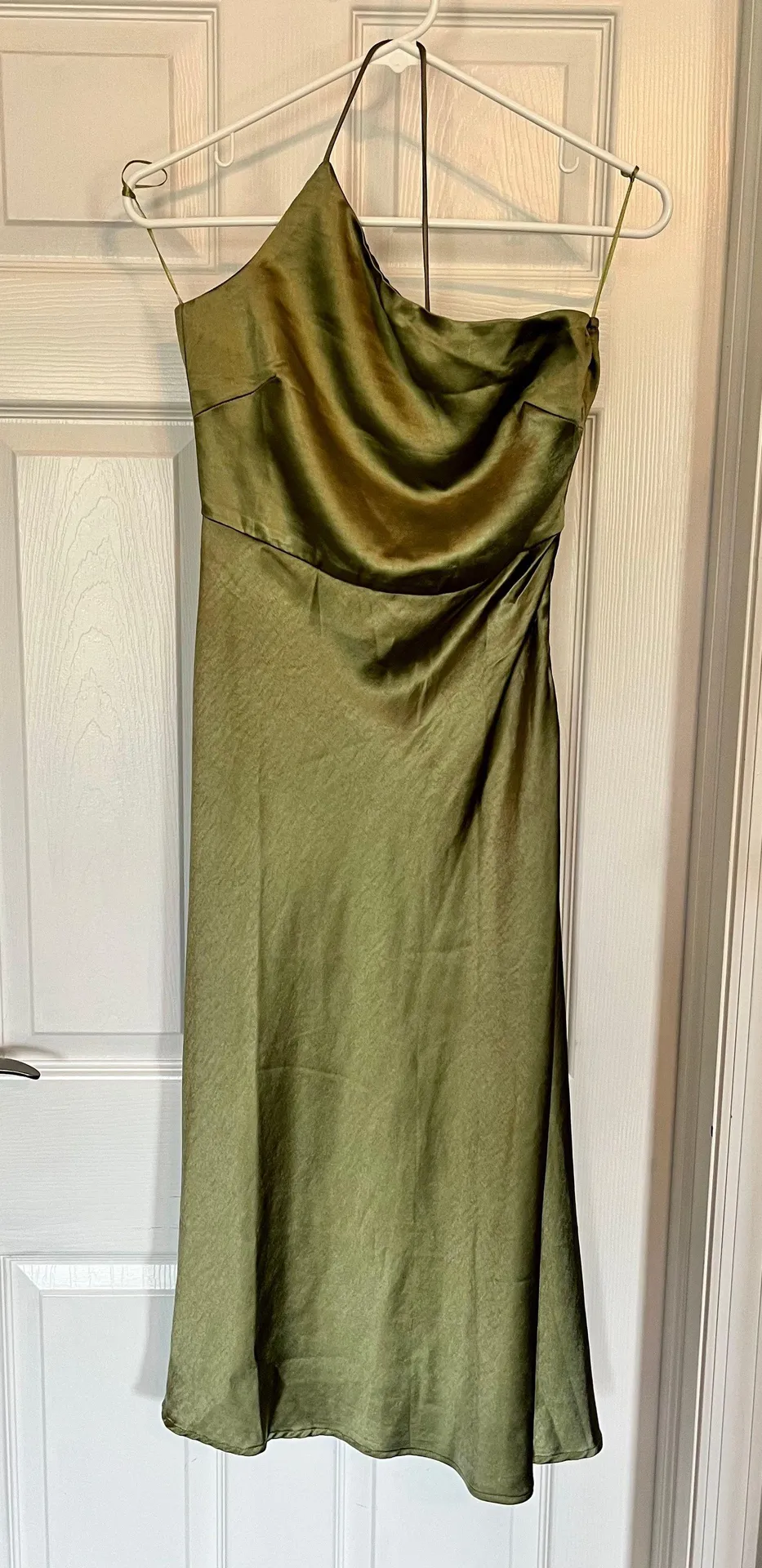 Billy j Satin Midi Dress - Olive Green - Image 4