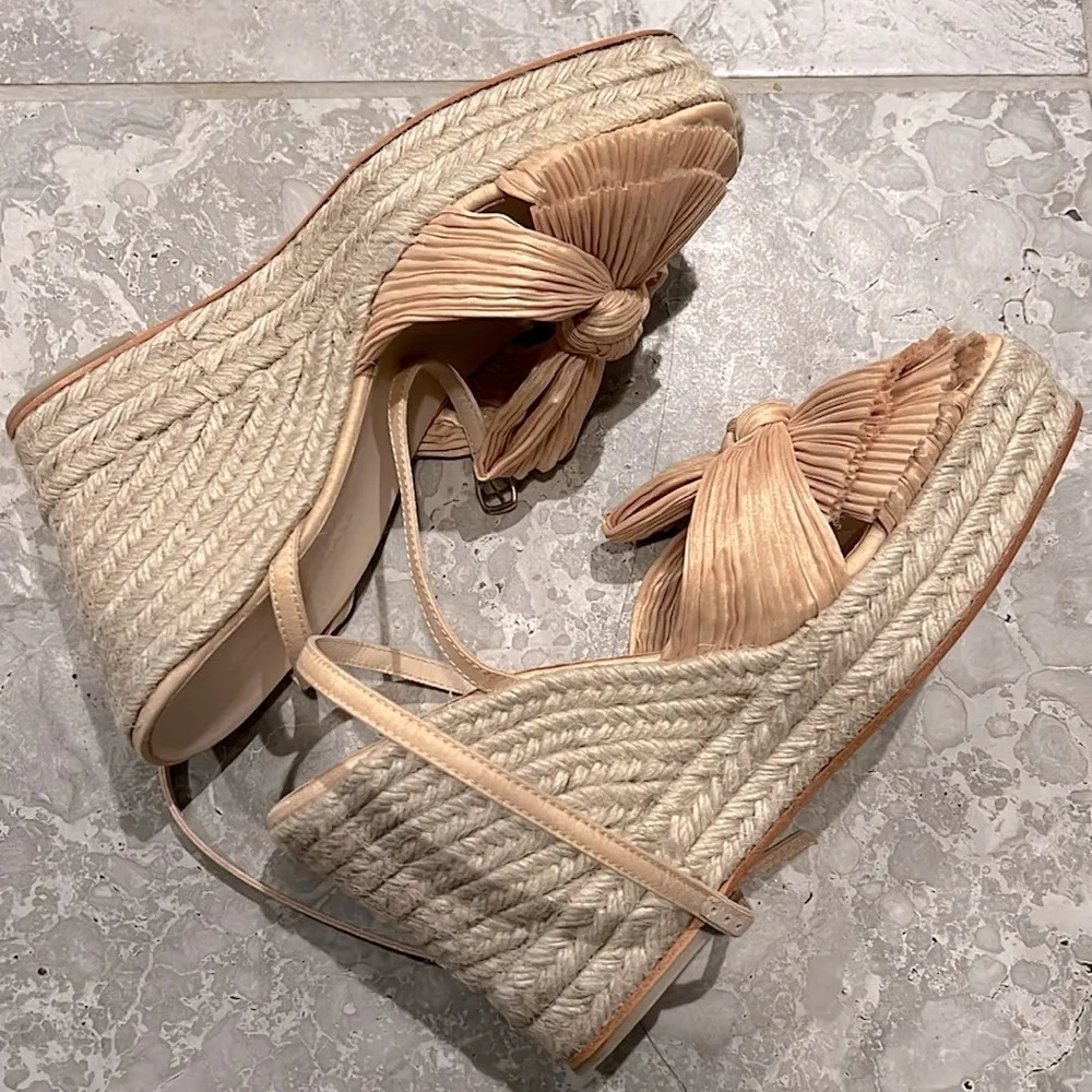Loeffler Randall Peri Espadrille Wedge Sandals, Tan Size 41/11 New in Box $325 - Image 8
