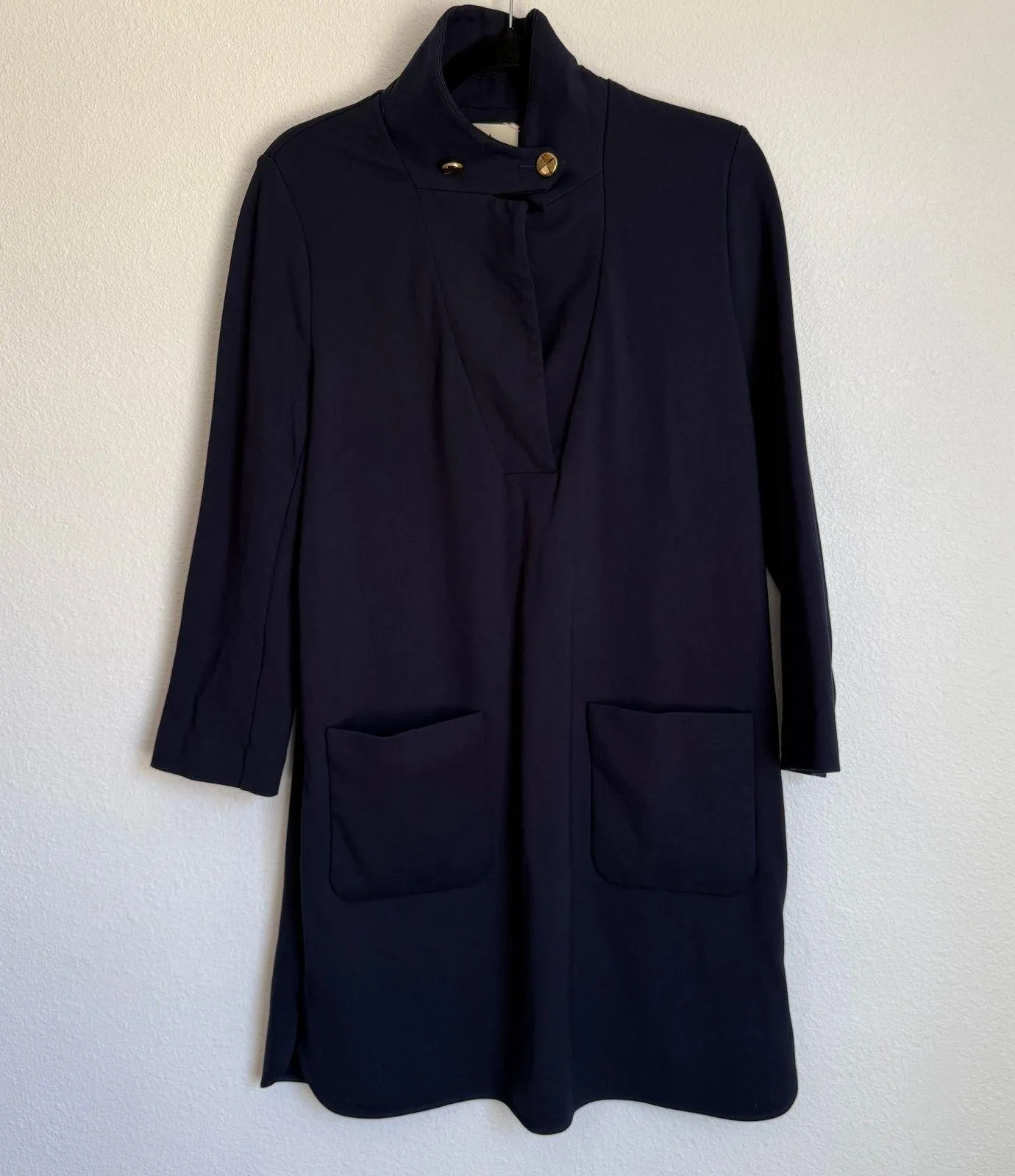 Tuckernuck Sz M Emerson Ponte Relaxed Fit Preppy Mini Dress Navy Blue - Image 3