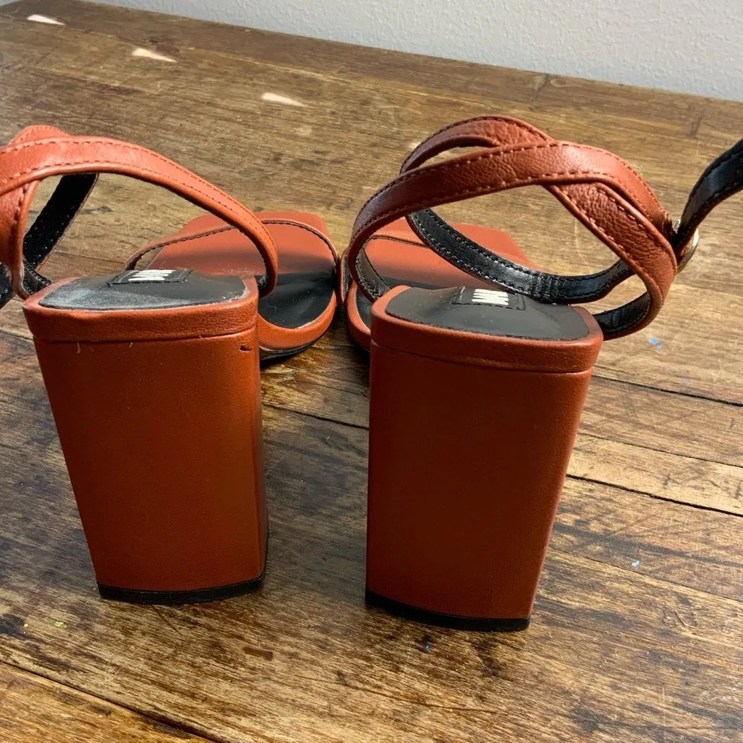 Mango Leather‎ Ankle-Cuff Sandals Size 37 - Image 4