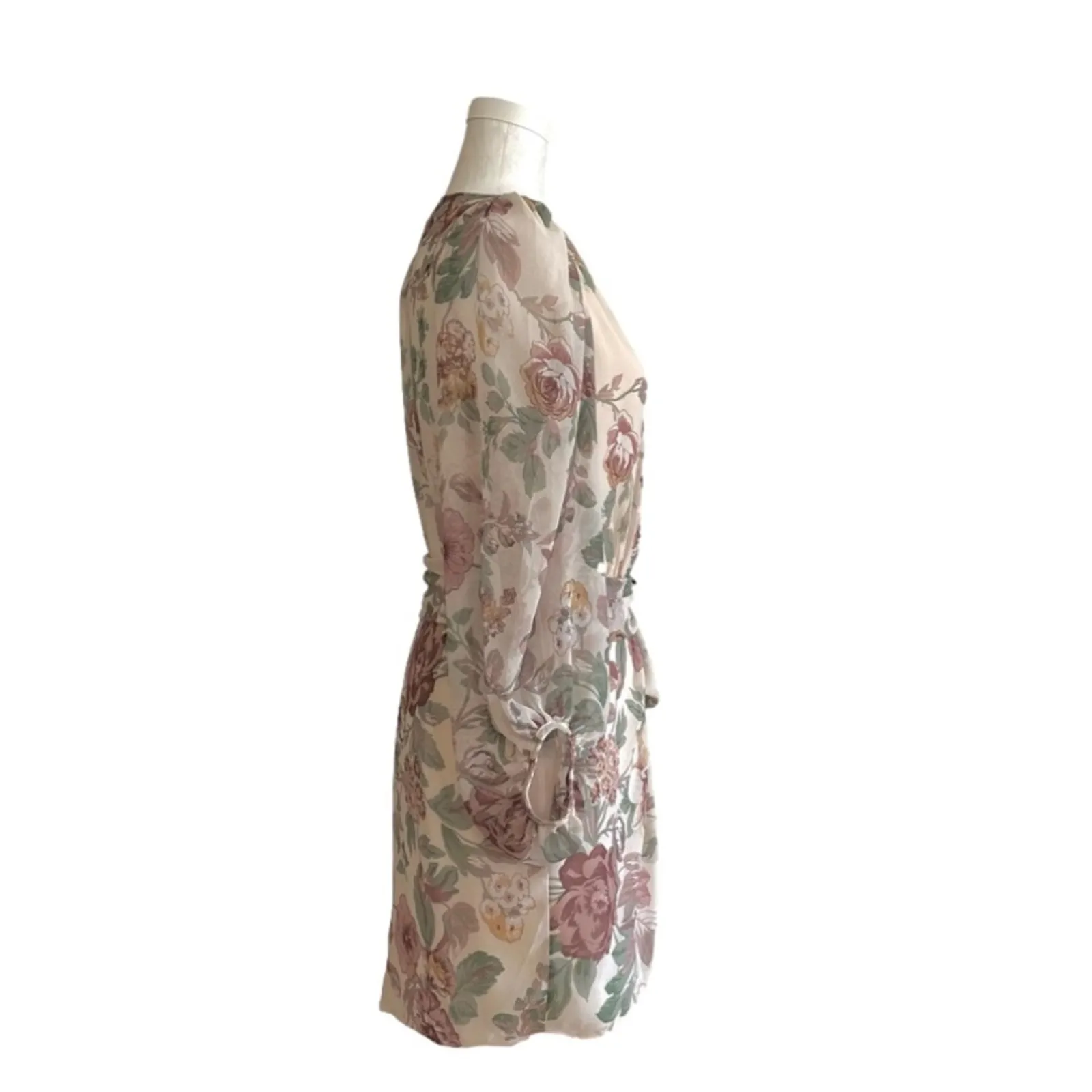 Fab’rik Dress Marnie Floral Print Chiffon Lantern Sleeves Wrap Tie Small NEW - Image 8