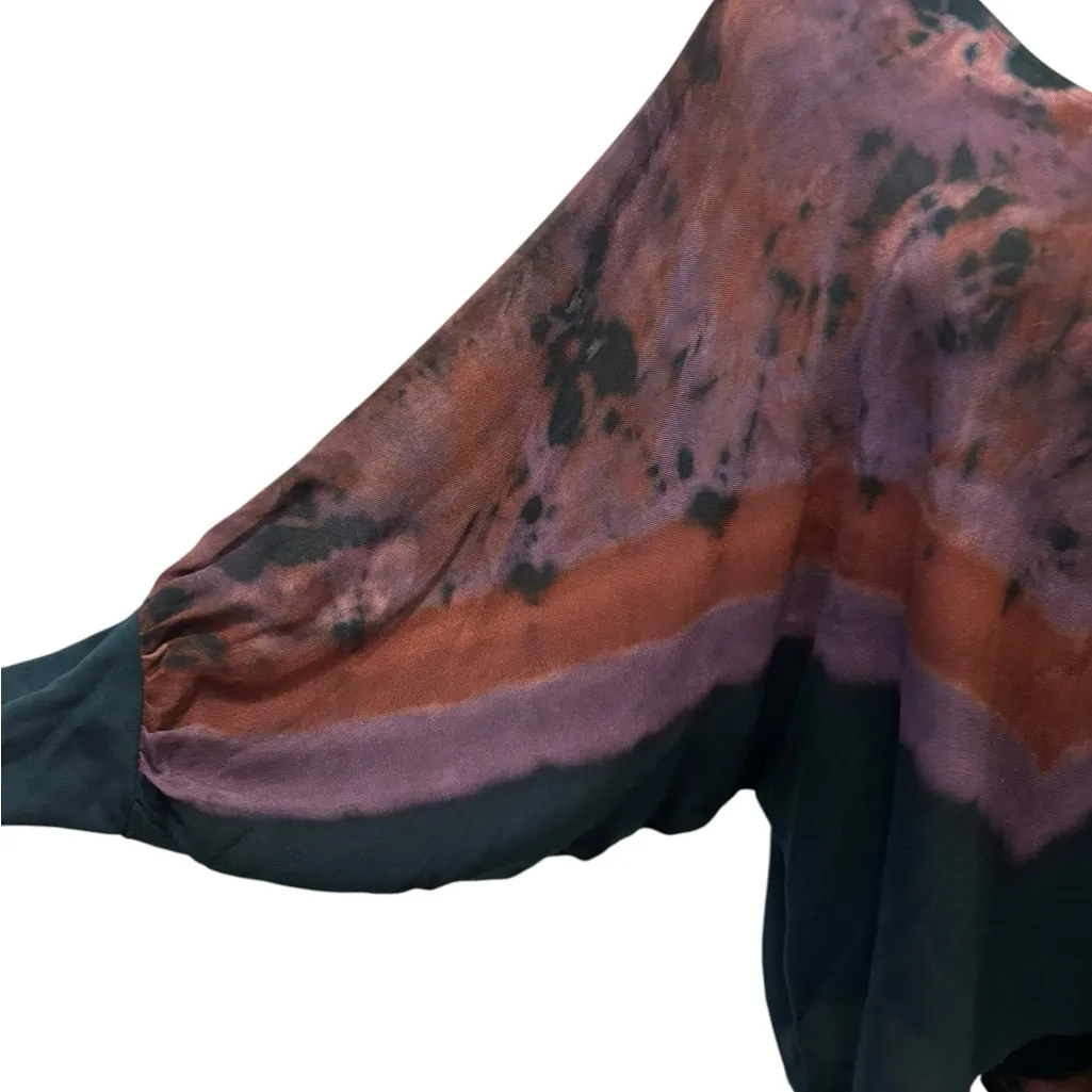 VTG Carole Dolighan Art 2 Wear Artsy 2PC Set L Dolman V Neck Tunic Wide Leg Pant Purple Size L - Image 3