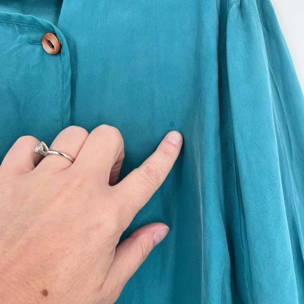 Vintage Sigrid Olsen Secrets Women's Button Down‎ LS Silk Top Blue Size 8 - Image 5