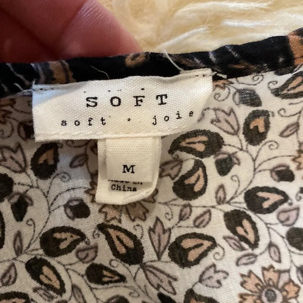 Soft Joie Daria Lightweight Tunic Top/Dress/Coverup Floral Tassels EUC Sz M Black Size M - Image 5