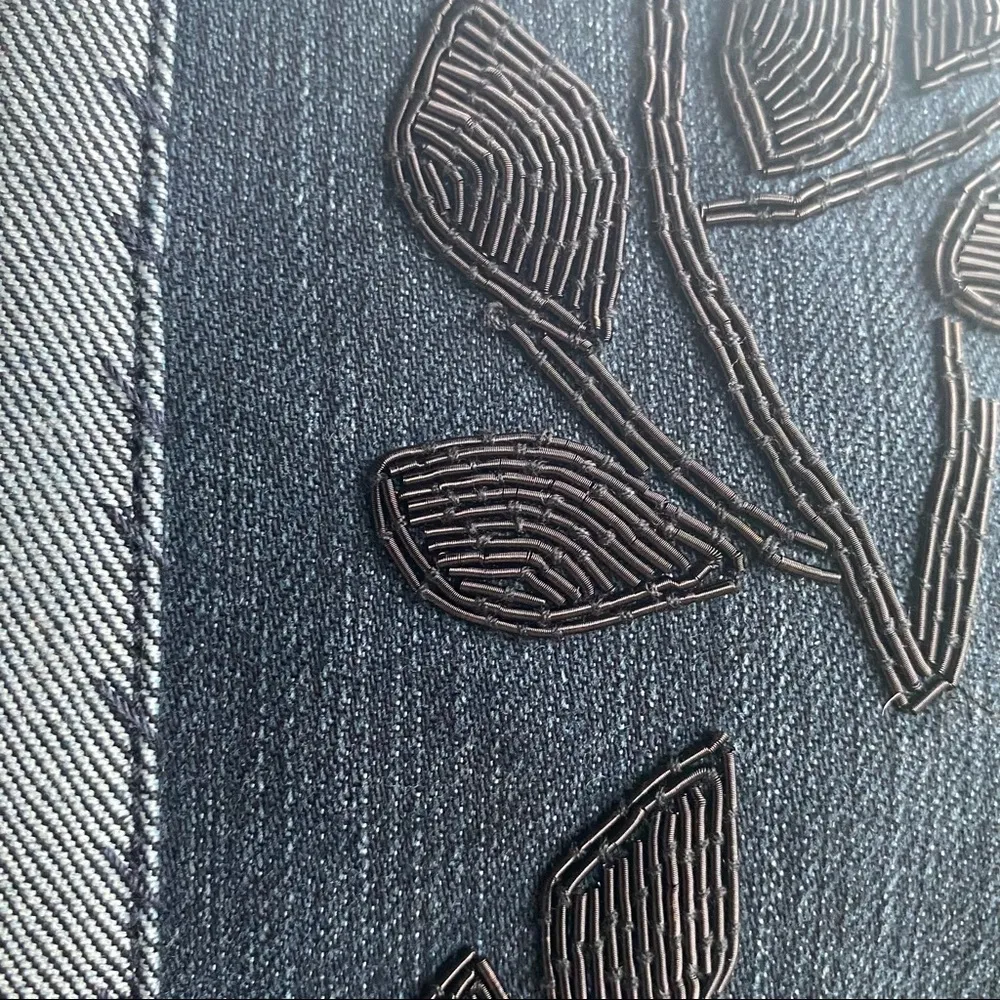 Worth Embroidered Floral Petite Denim Jacket Blue Size 12P - Image 14