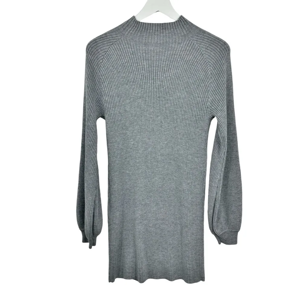 Song Of Style Erin Wool Blend Sweater Dress Balloon Sleeve Gray Ribbed Knit XS - Image 3