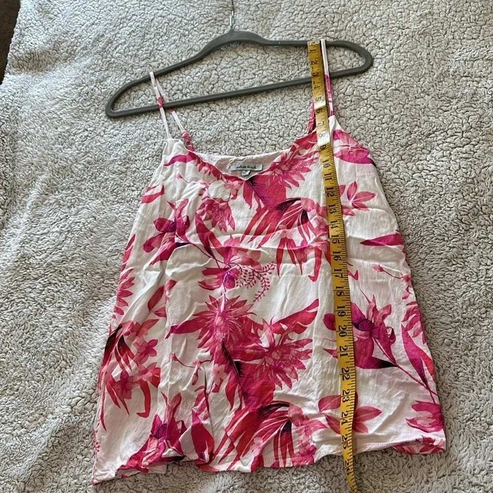 White Birch Women's M Tropical Floral Cami Tank White Pink Red Coastal Preppy - Image 9