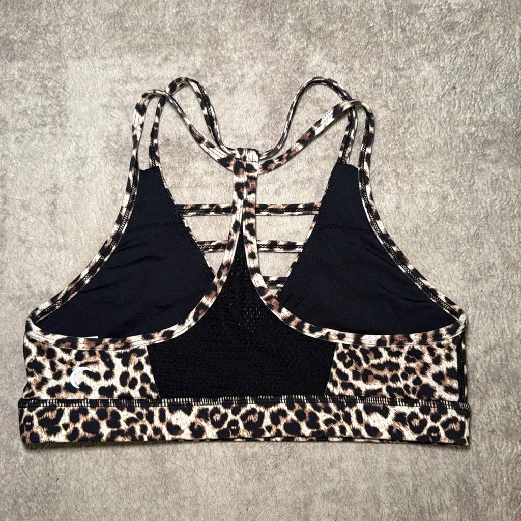 Zyia Active Leopard Animal Print Grid Mesh Racerback Sports Bra Size Medium‎ Black - Image 3