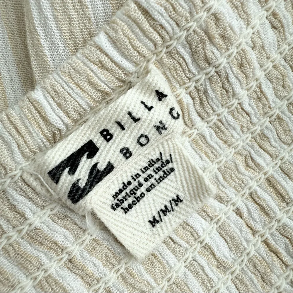 Billabong Twist Tie Front Striped Sleeveless Midi Dress Cream Sz M - Image 7