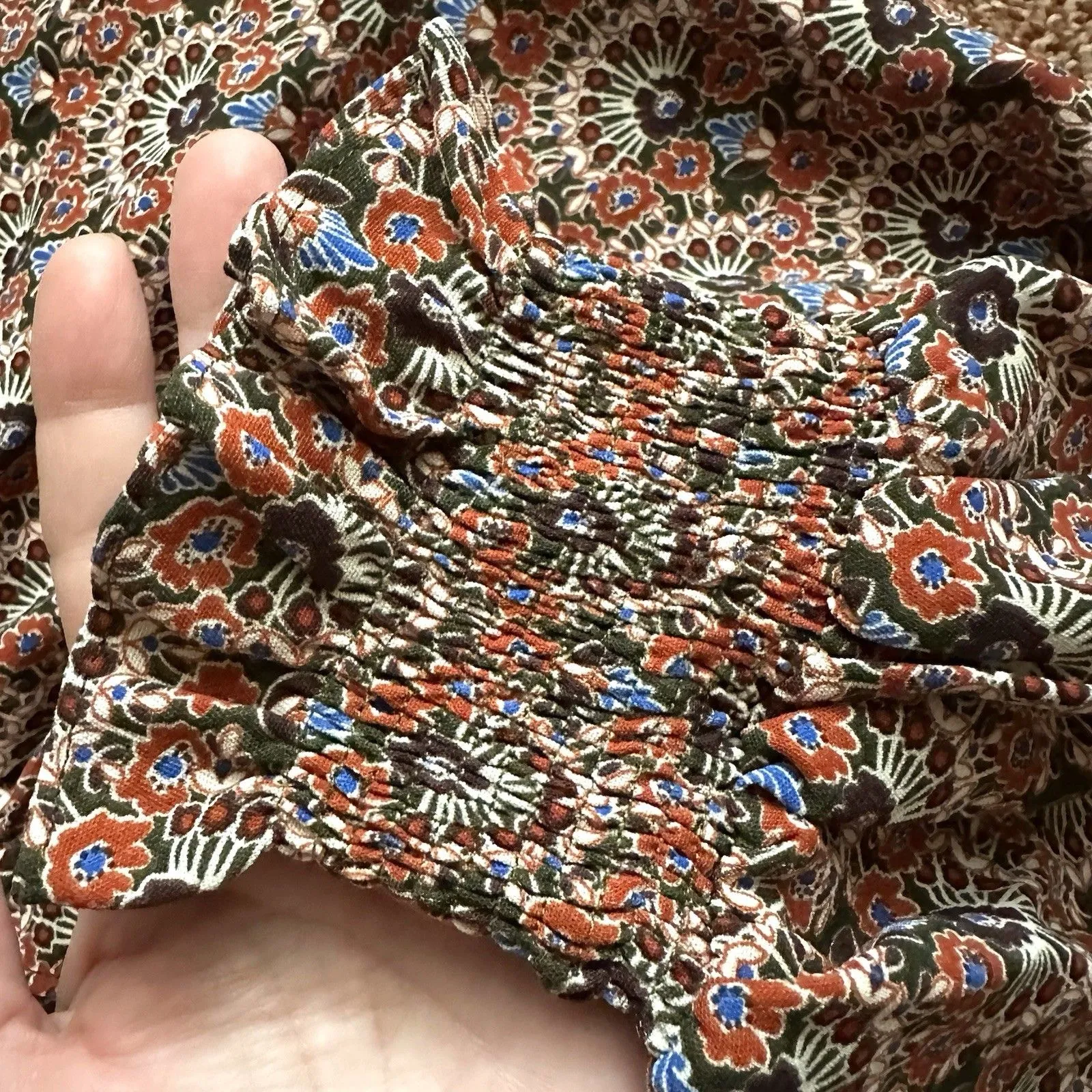 Entro Top Women’s Med Boho Cottagecore Floral Puffy Sleeves Peasant Blouse Boxy - Image 6