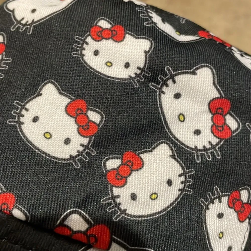 Black Hello Kitty Bucket Hat Womens One Size Cotton Blend Twill - Image 8