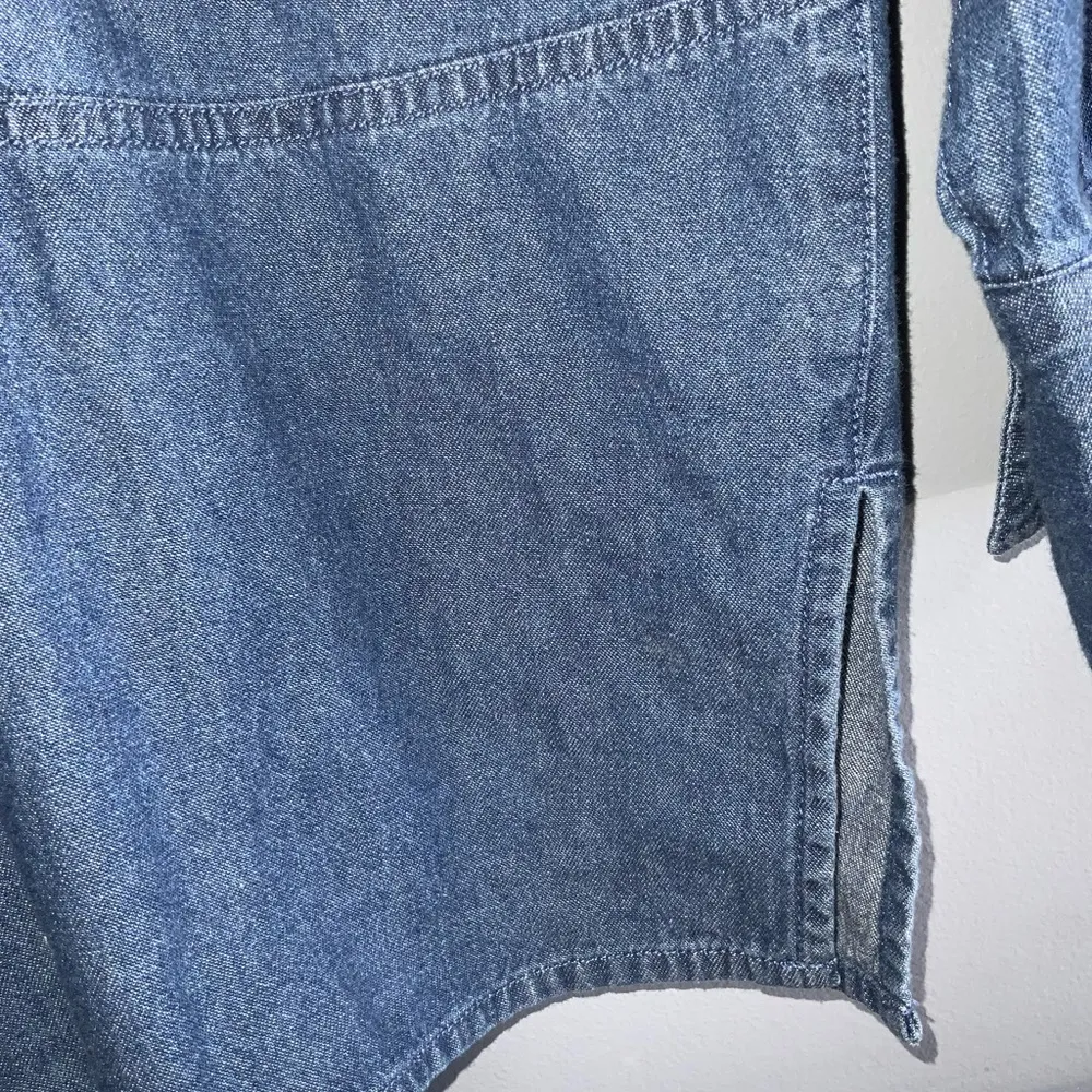 Premier International Vintg Blue Denim Pintuck Long Sleeve Button Front Shirt M Size M - Image 3