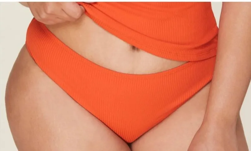 Andie Bikini Set Valencia Top Bikini Bottom Ribbed Black Orange size M NWT - Image 1