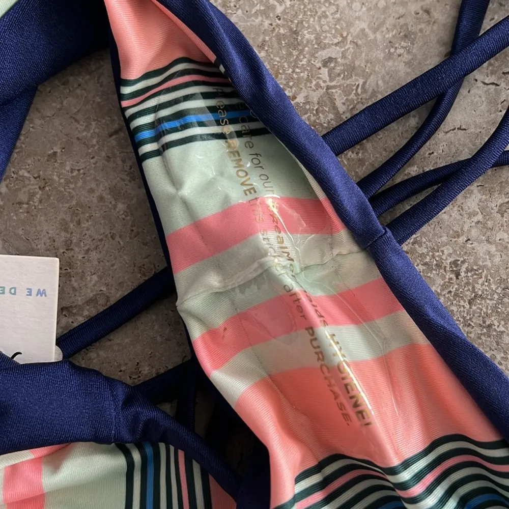 Maaji Safari Reversible Plunge One-Piece Swimsuit Stripe/Solid, Blue New w/Tag - Image 8