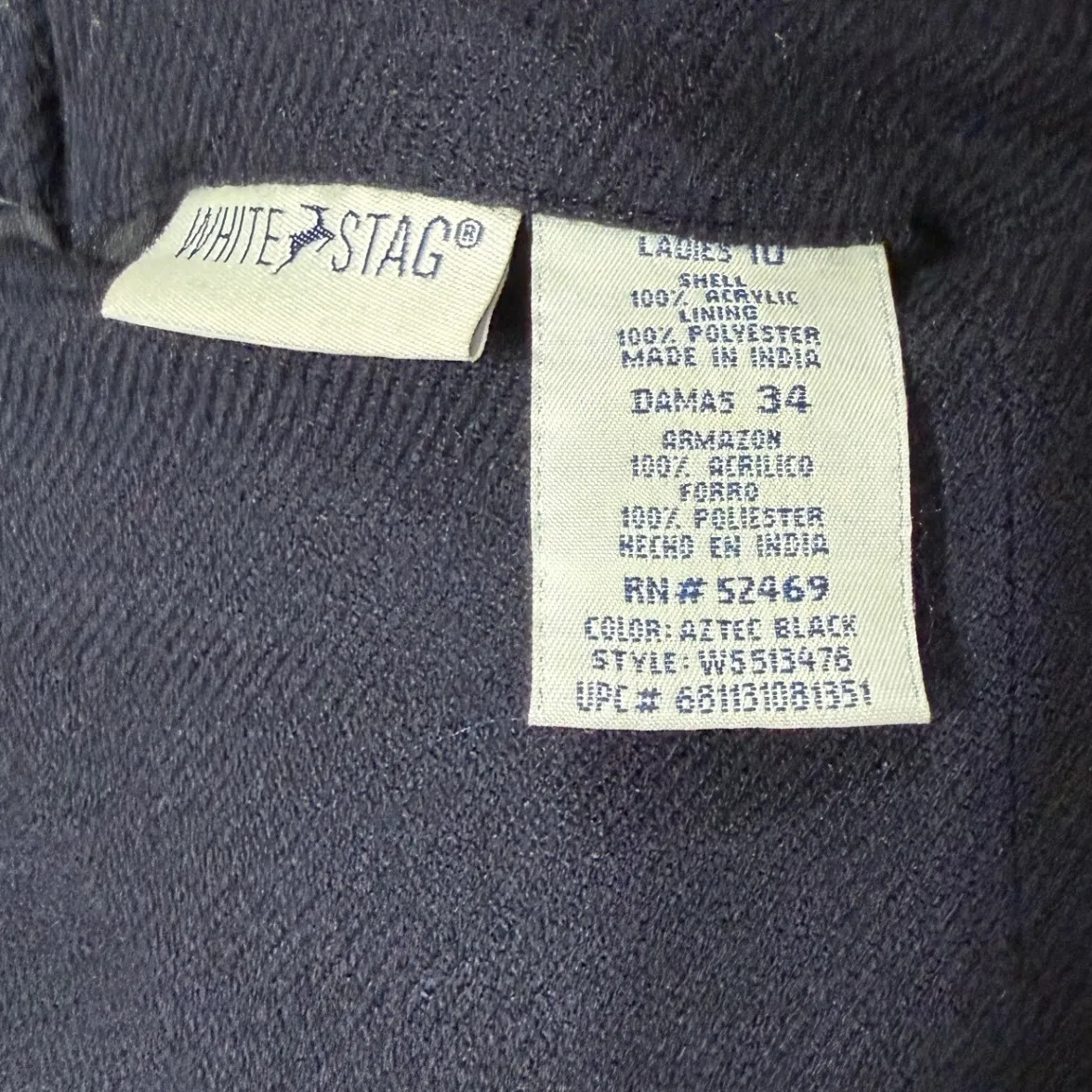 Vintage White Stag Aztec Black Fringed Wool Blend Maxi Skirt Women Size 10 - Image 3