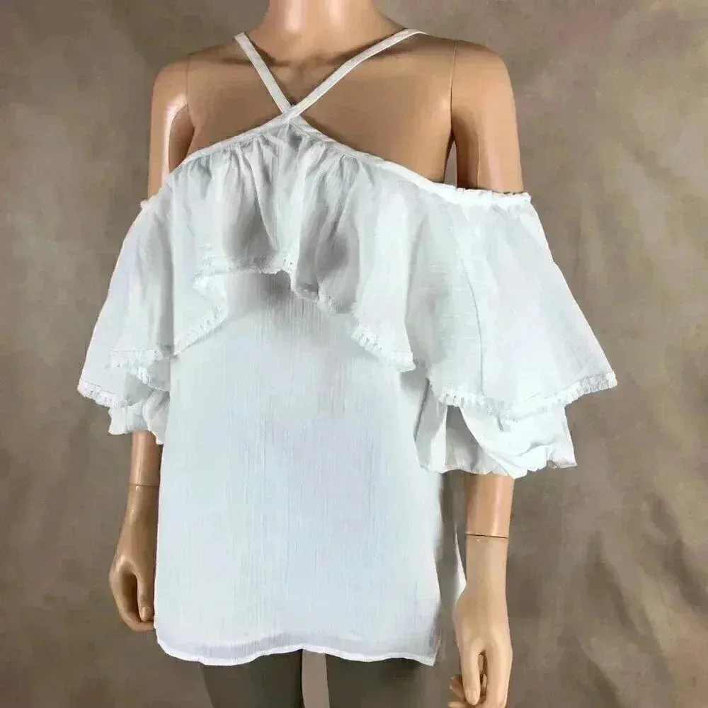KENSIE White Halter Off the Shoulder Top NWT SMALL - Image 4