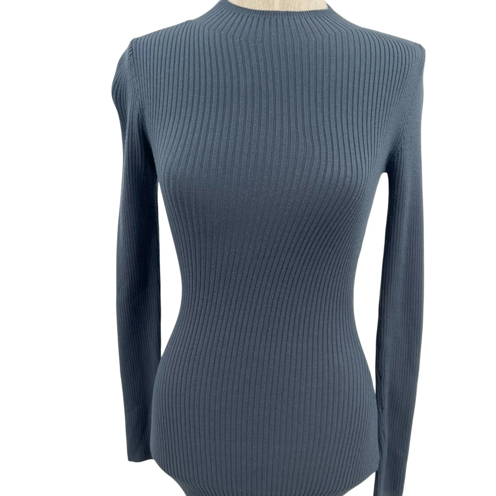 Aritzia Babaton Compose Dress Knit Sweater Cut Out Long Sleeve Gray Size 2XS - Image 4