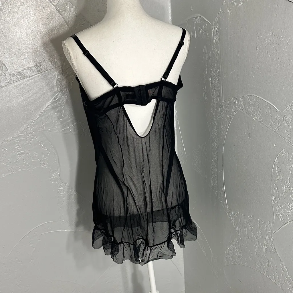 Chic Black Lace Slip Dress Size 3X - Image 3