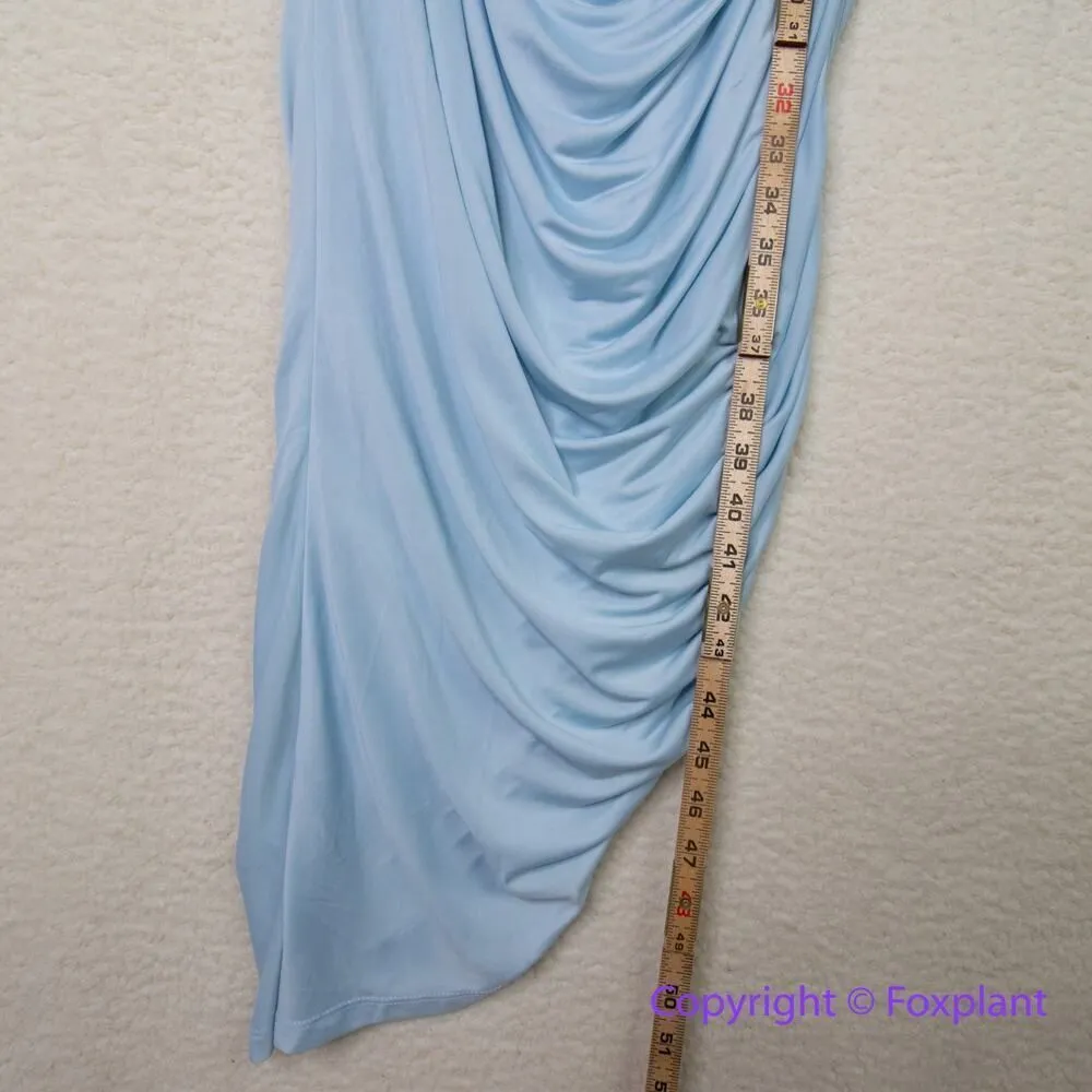 Eloquii Ruched One Shoulder Dress skyride blue ruched asymmetrical midi, size 16 - Image 11