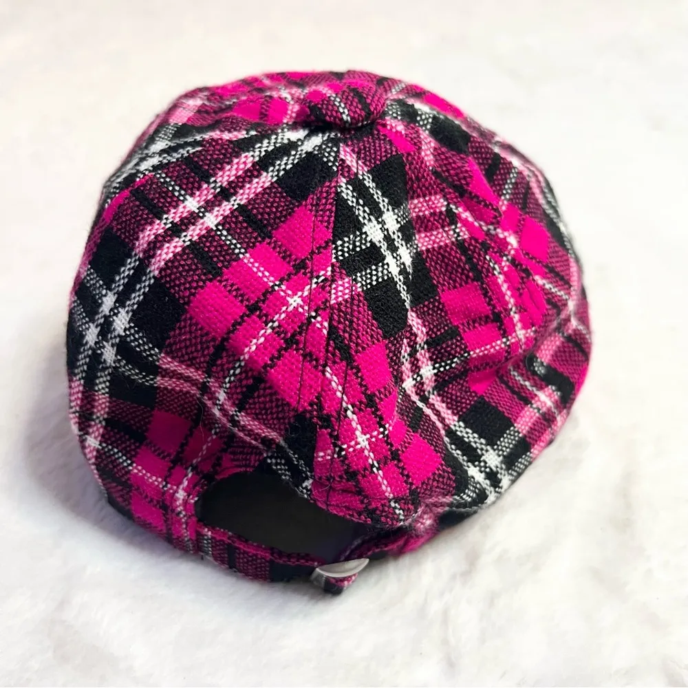 Disney Parks Rhinestone Mickey Mouse Hot Pink & Black Plaid Cap Women’s Hat - Image 6
