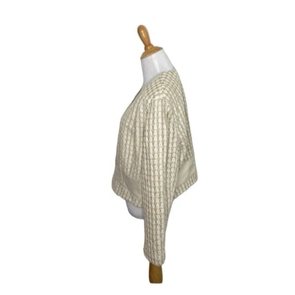 Chico’s Gold Ivory Cream Tonal Tweed Long Sleeve Jacket Shrug Sz 2 MSRP $139 New - Image 4