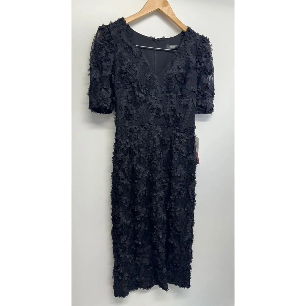 AQUA Formal Dress Size 2 Black Lace Knee Length Cocktail Party Short Sleeve NWT - Image 3
