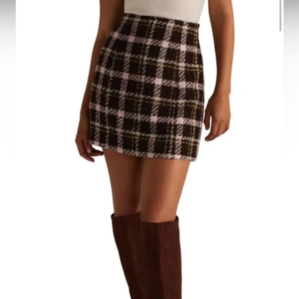 Favorite Daughter The First Wife Mini Skirt in Chocolate Plaid Brown Size 4 - Image 11