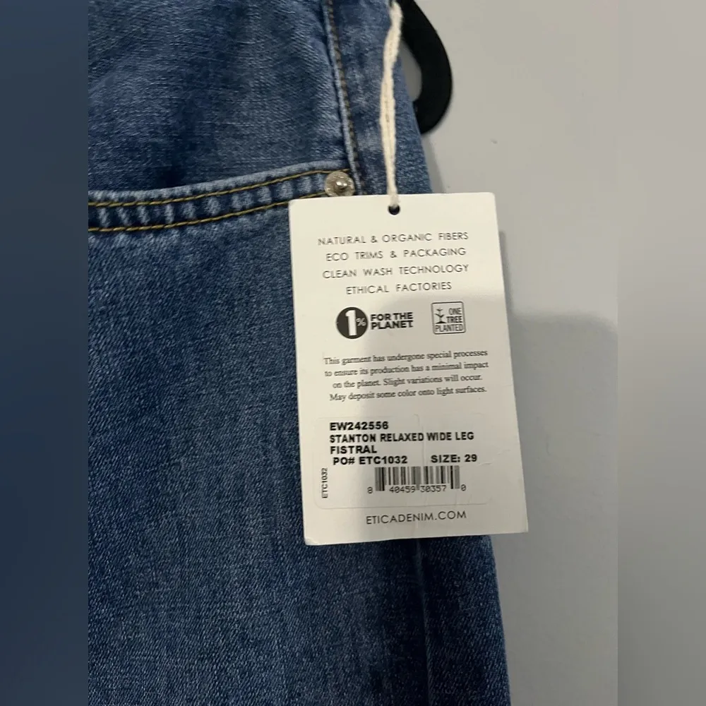 ETICA Stanton Relaxed Wide Leg Denim Jeans in Fistral Size 29 x 29 NWT Blue - Image 4