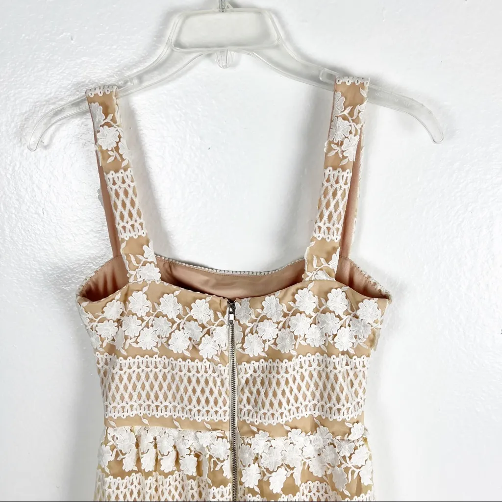 LULUS Cream Lace Overlay Ruffled Tier Sleeveless Dress, Size XS - Image 7