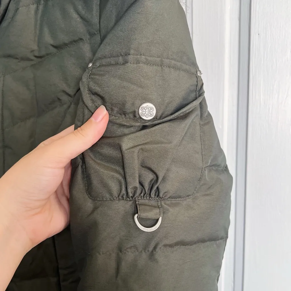 Eddie Bauer • Sun Valley Down Parka green puffer quilted hood faux fur trim 650 - Image 8