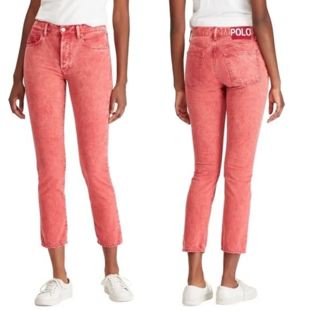 Polo Ralph Lauren Jeans Callen High Rise Cropped, Red Size 27R New w/Tag - Image 2