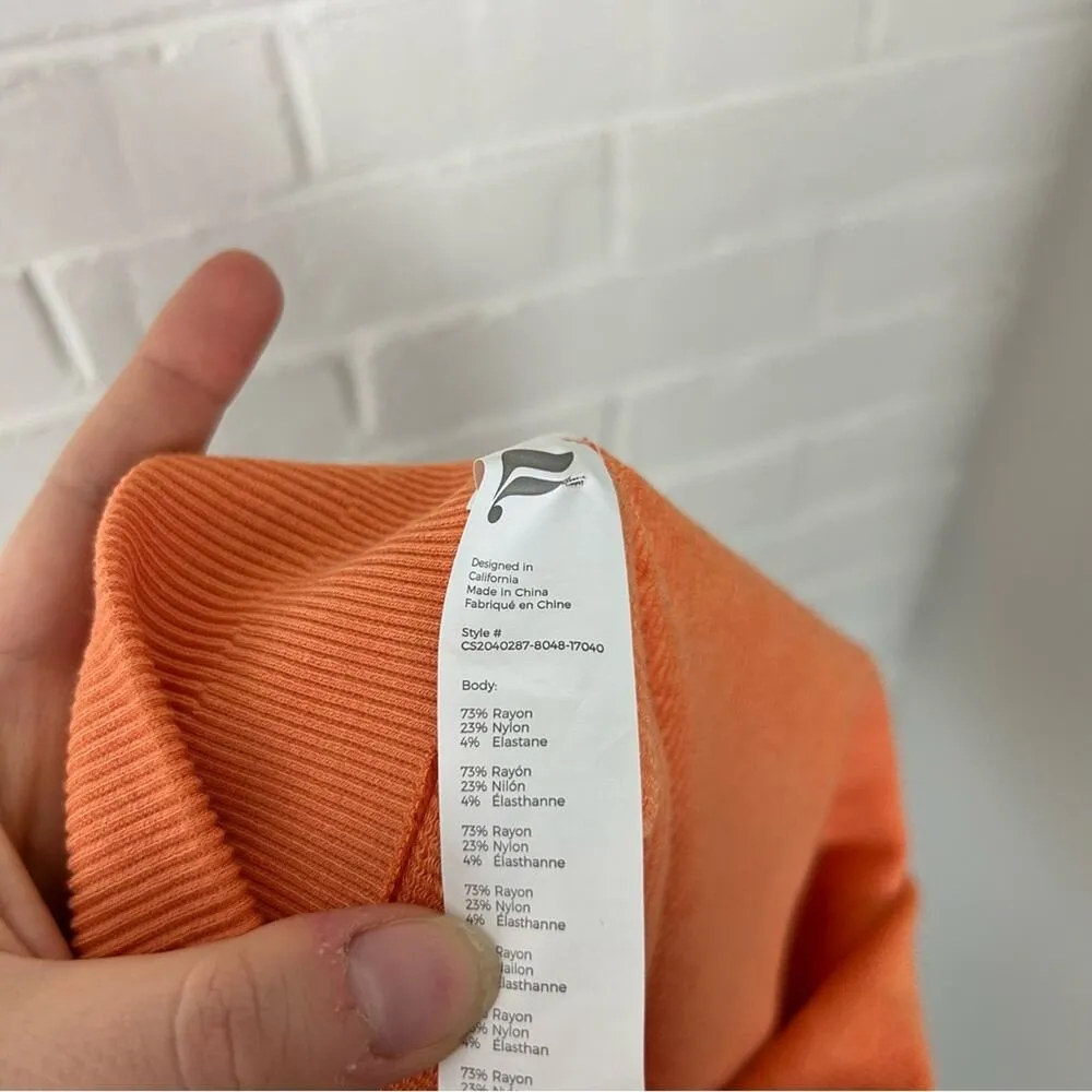 Fabletics High Rise Ribbed Tangerine Orange Athletic Biker Shorts Size M - Image 3