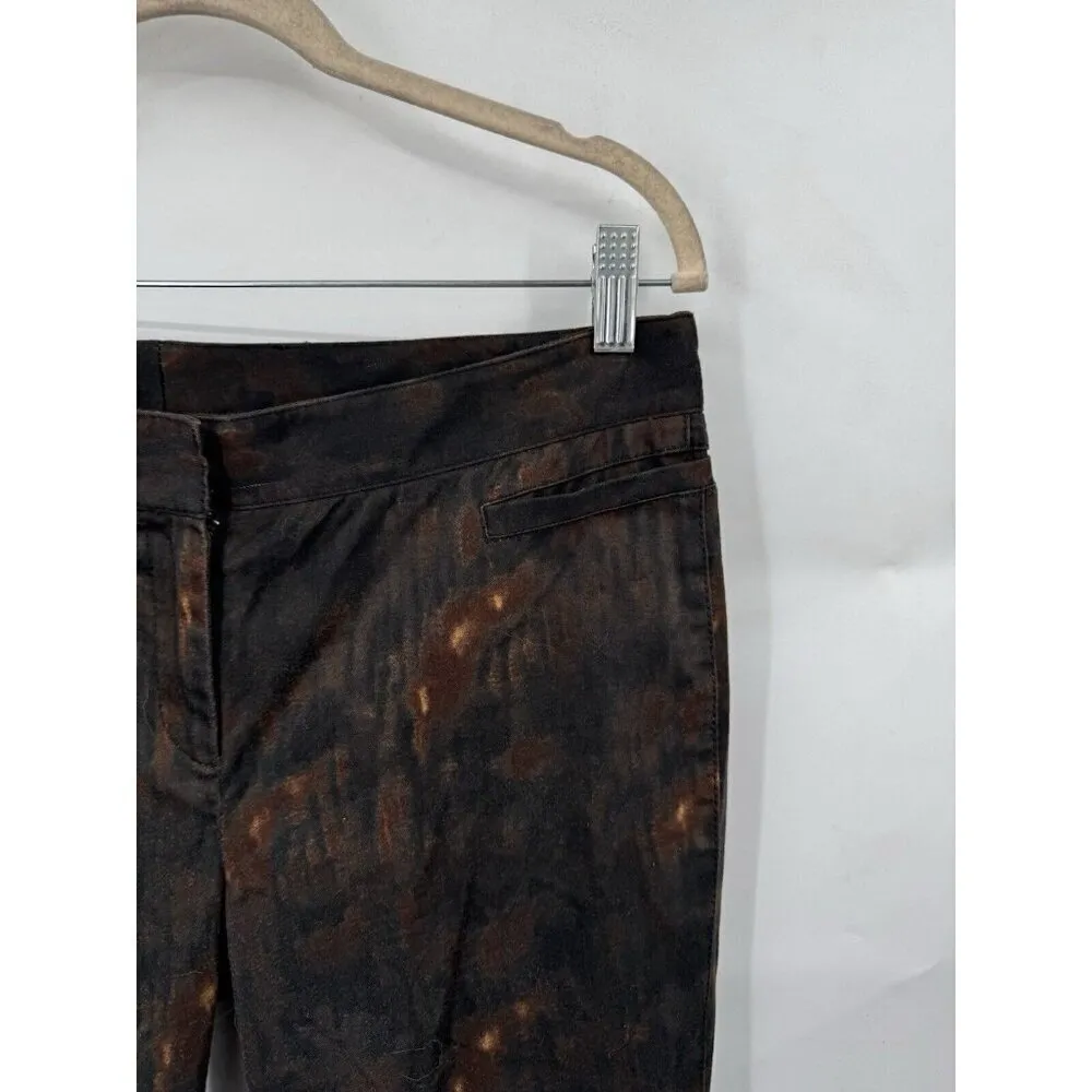 Worth New‎ York Pant Women 8 Brown Straight Leg Retro Splotchy Tie Dye Grunge - Image 8