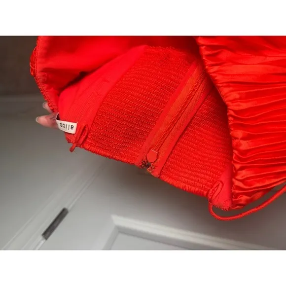 Red Pleated Cutout Midi Dress‎ Party Cocktail Occasion Size Unknown - Image 10