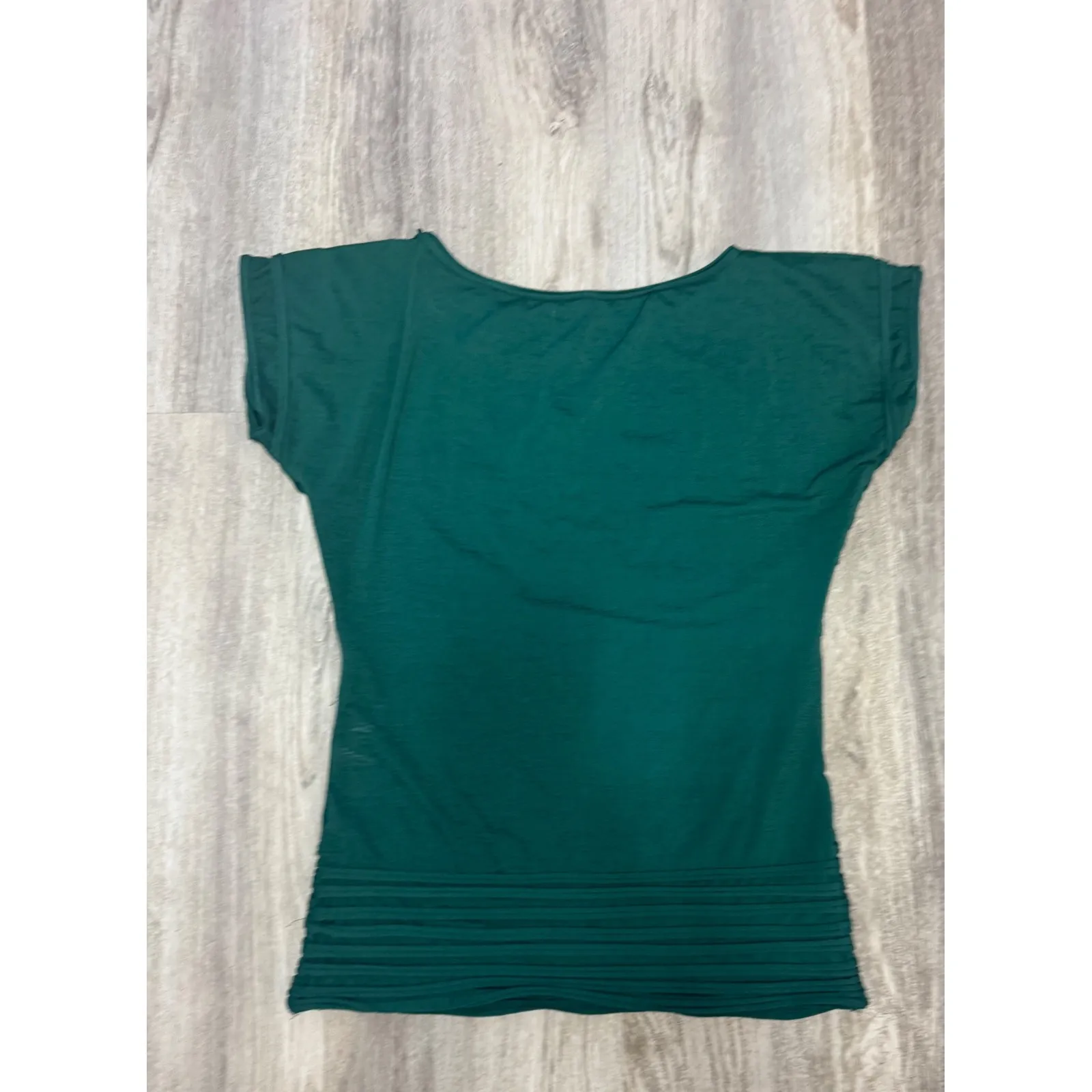 Leon Max Limited Edition‎ Green Ribbed Knit Top Cap Sleeve Large - Image 5