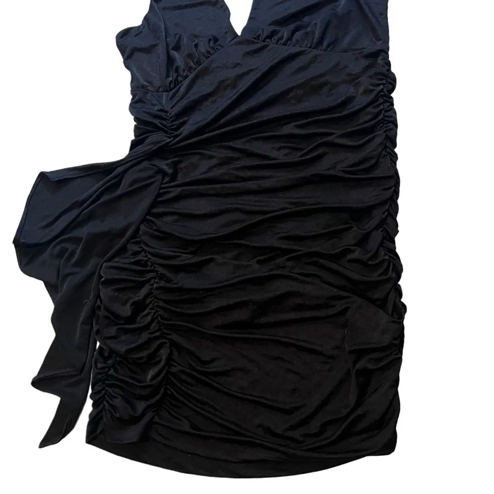 NWT, Bebe Halter Plunge Neck Ruched Bodycon Mini Dress, Sz XL - Image 6