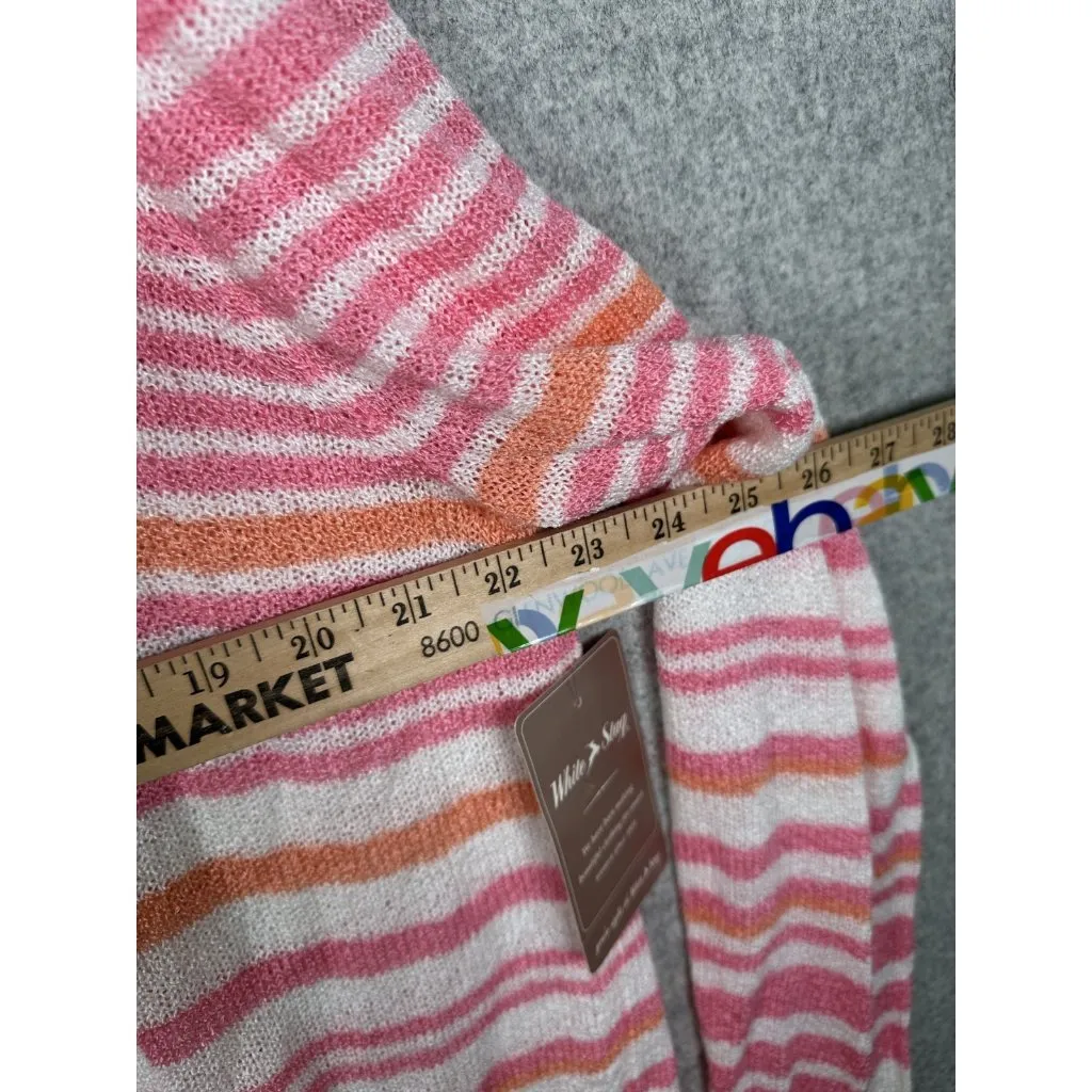 NWT White Stag XL Womens Cardigan Sweater Pink Striped Long Sleeve Open - Image 7