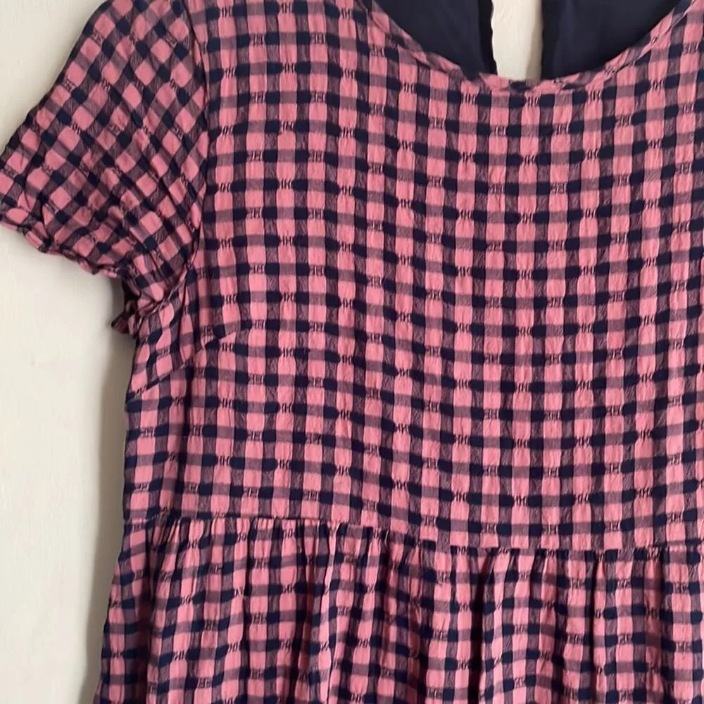 Madewell Short-Sleeve Tiered Mini Dress in Gingham Check - Image 7